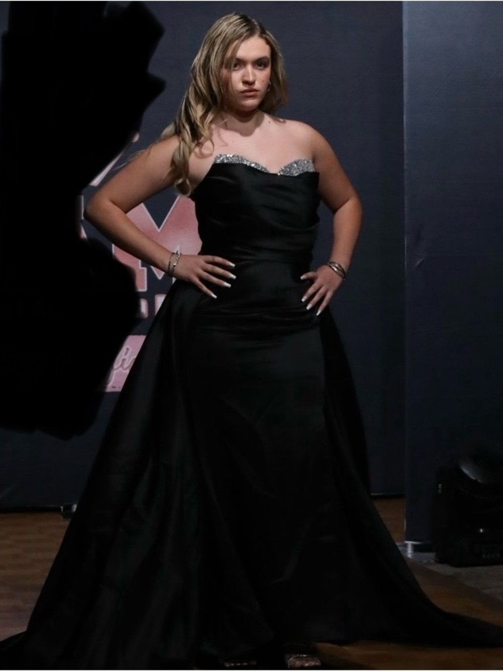 Smilprince Black Strapless Prom Gown with Beaded Neckline